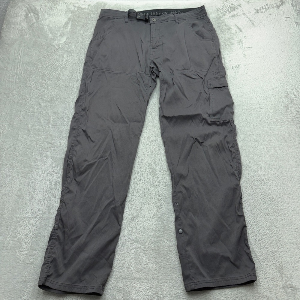 Prana Zion Pants Mens 34W x 32L Gray Straight Leg Hiking Cargo Outdoor